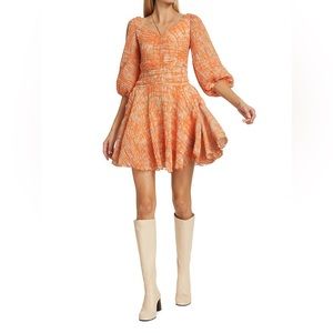 JONATHAN SIMKHAI Designer NWT Lena Shirred Chiffon Minidress Size S